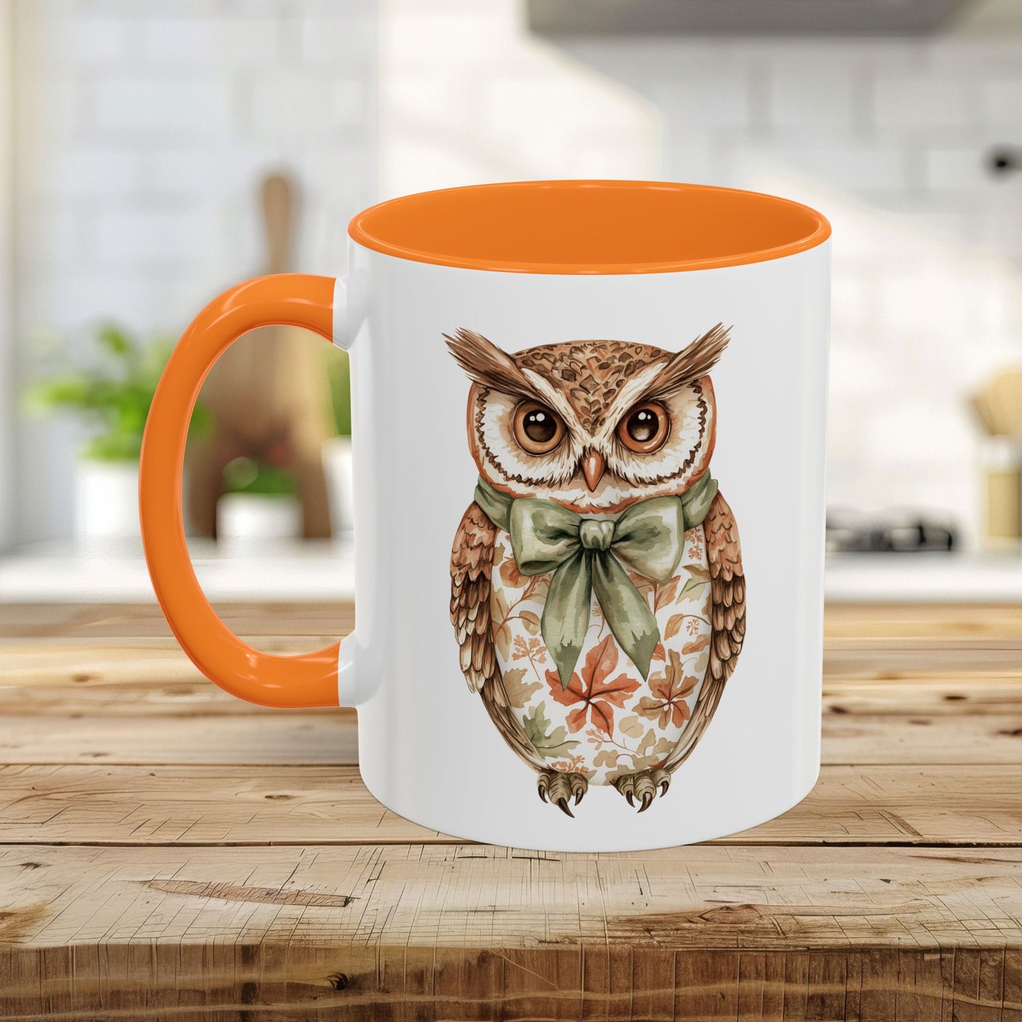 Autumn Floral Owl with Bow Mug (11/15oz)