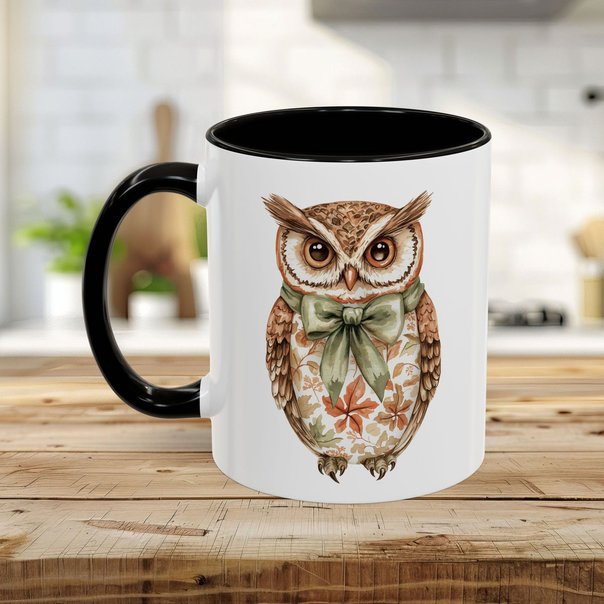 Autumn Floral Owl with Bow Mug (11/15oz)