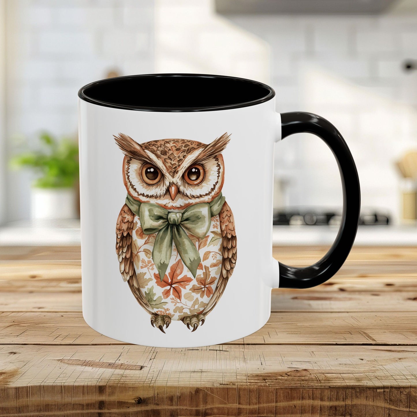 Autumn Floral Owl with Bow Mug (11/15oz)