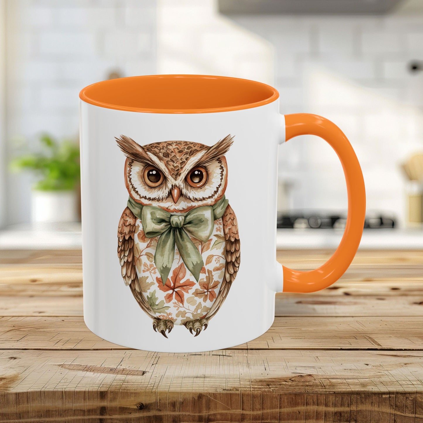 Autumn Floral Owl with Bow Mug (11/15oz)