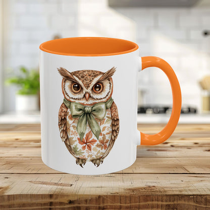 Autumn Floral Owl with Bow Mug (11/15oz)