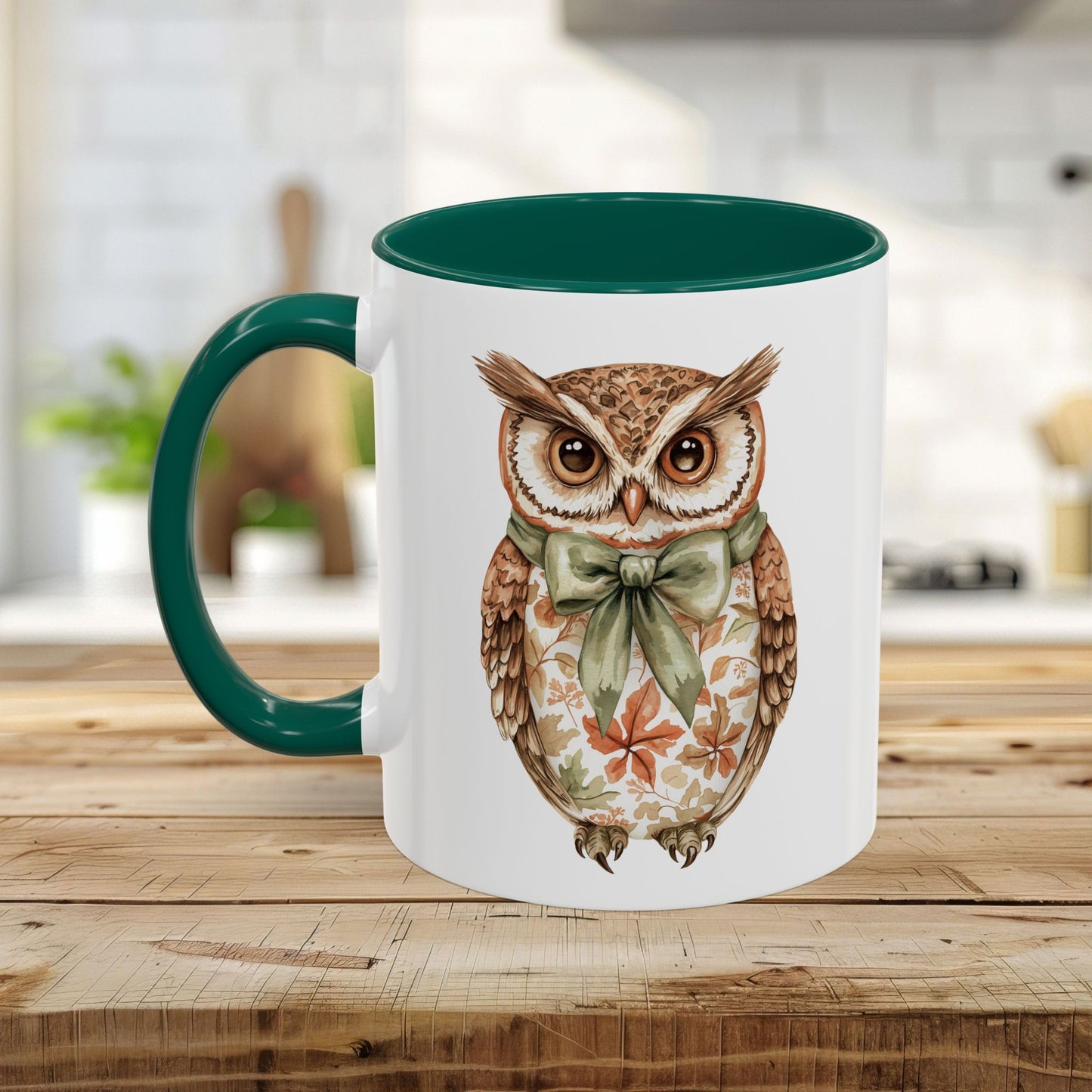 Autumn Floral Owl with Bow Mug (11/15oz)