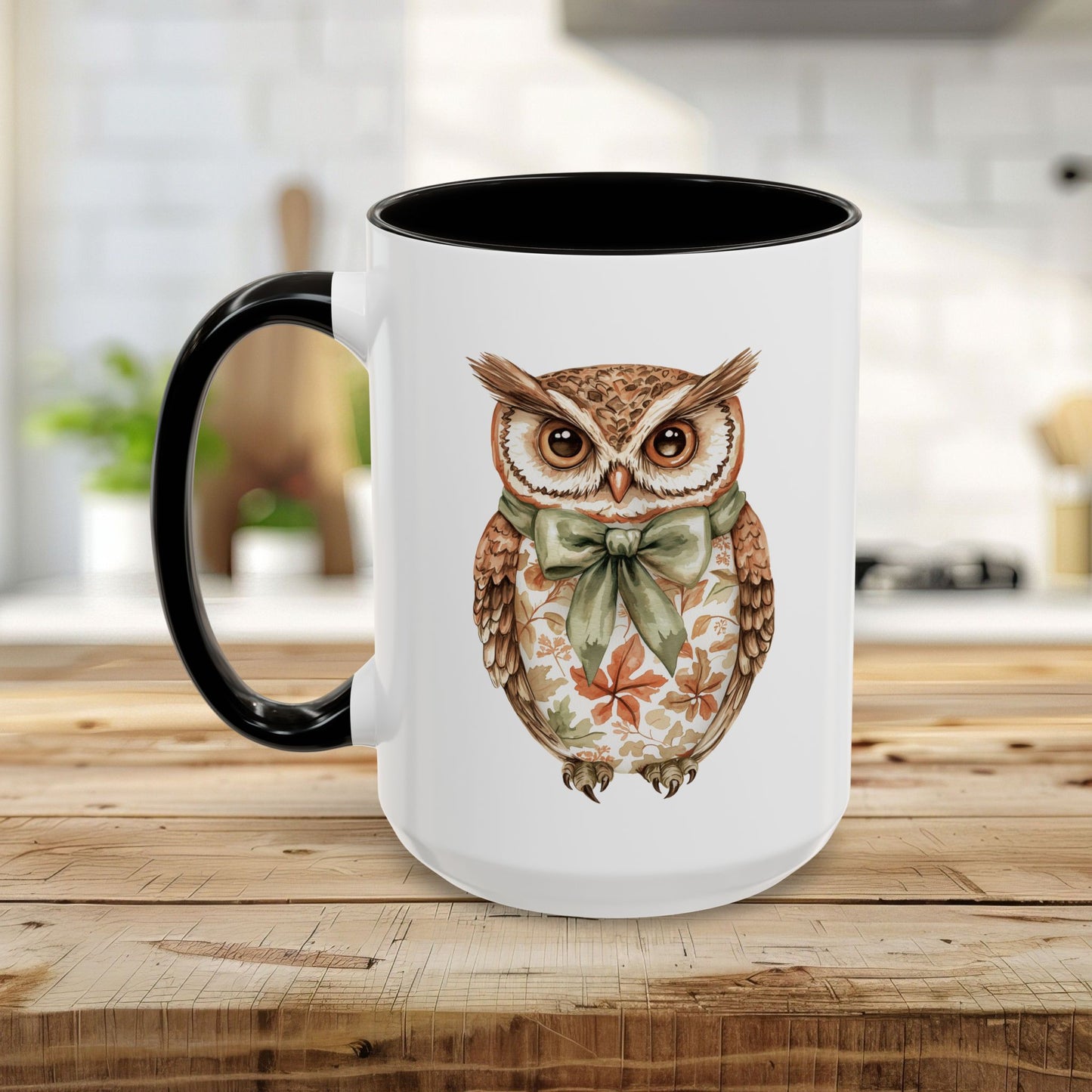 Autumn Floral Owl with Bow Mug (11/15oz)
