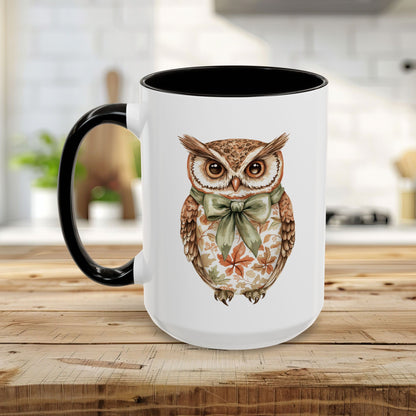 Autumn Floral Owl with Bow Mug (11/15oz)