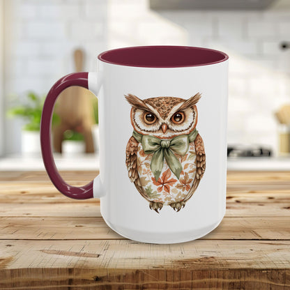 Autumn Floral Owl with Bow Mug (11/15oz)