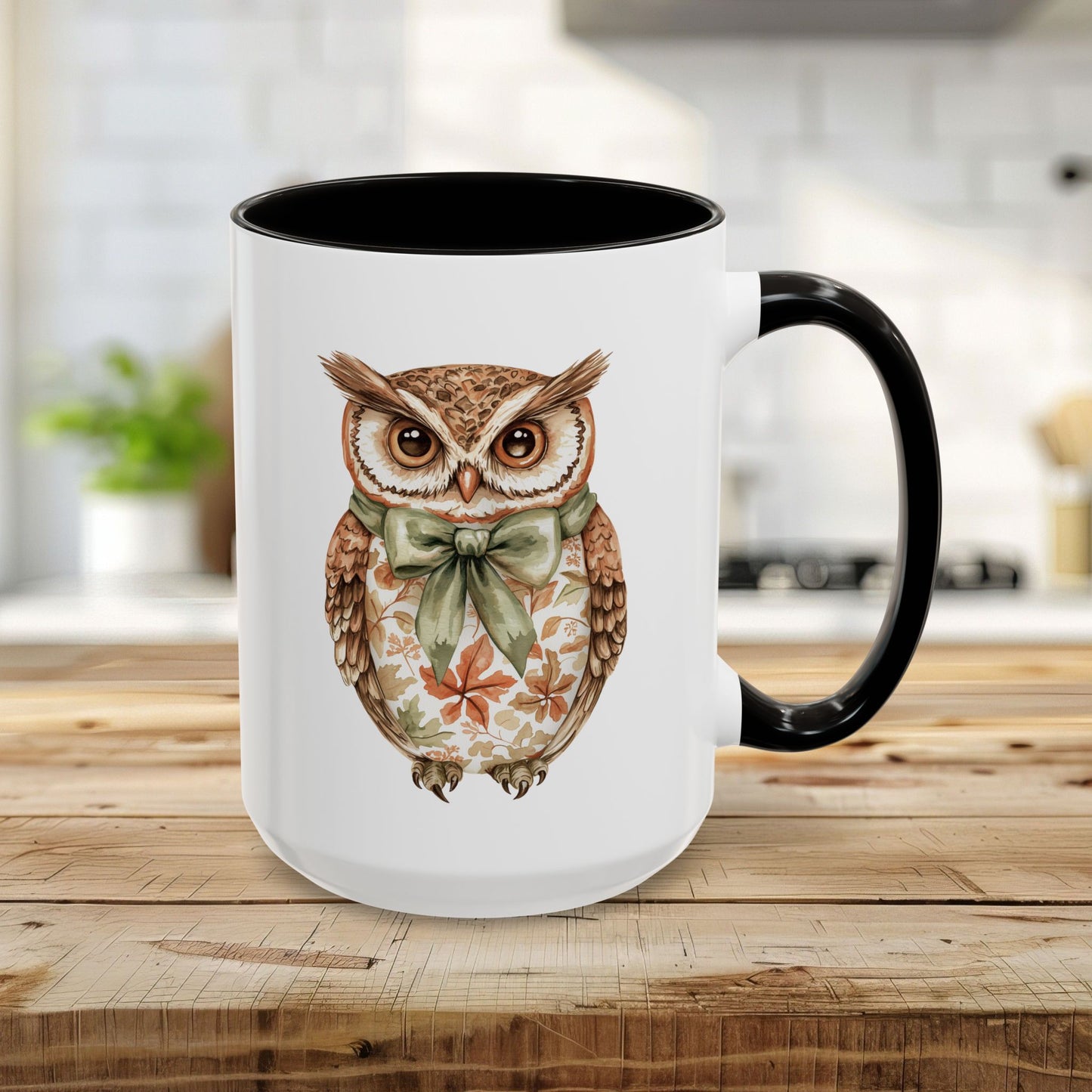 Autumn Floral Owl with Bow Mug (11/15oz)