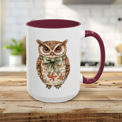 Autumn Floral Owl with Bow Mug (11/15oz)