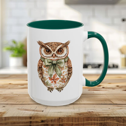 Autumn Floral Owl with Bow Mug (11/15oz)