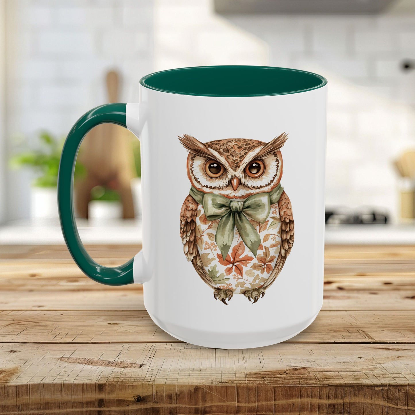 Autumn Floral Owl with Bow Mug (11/15oz)