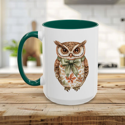 Autumn Floral Owl with Bow Mug (11/15oz)