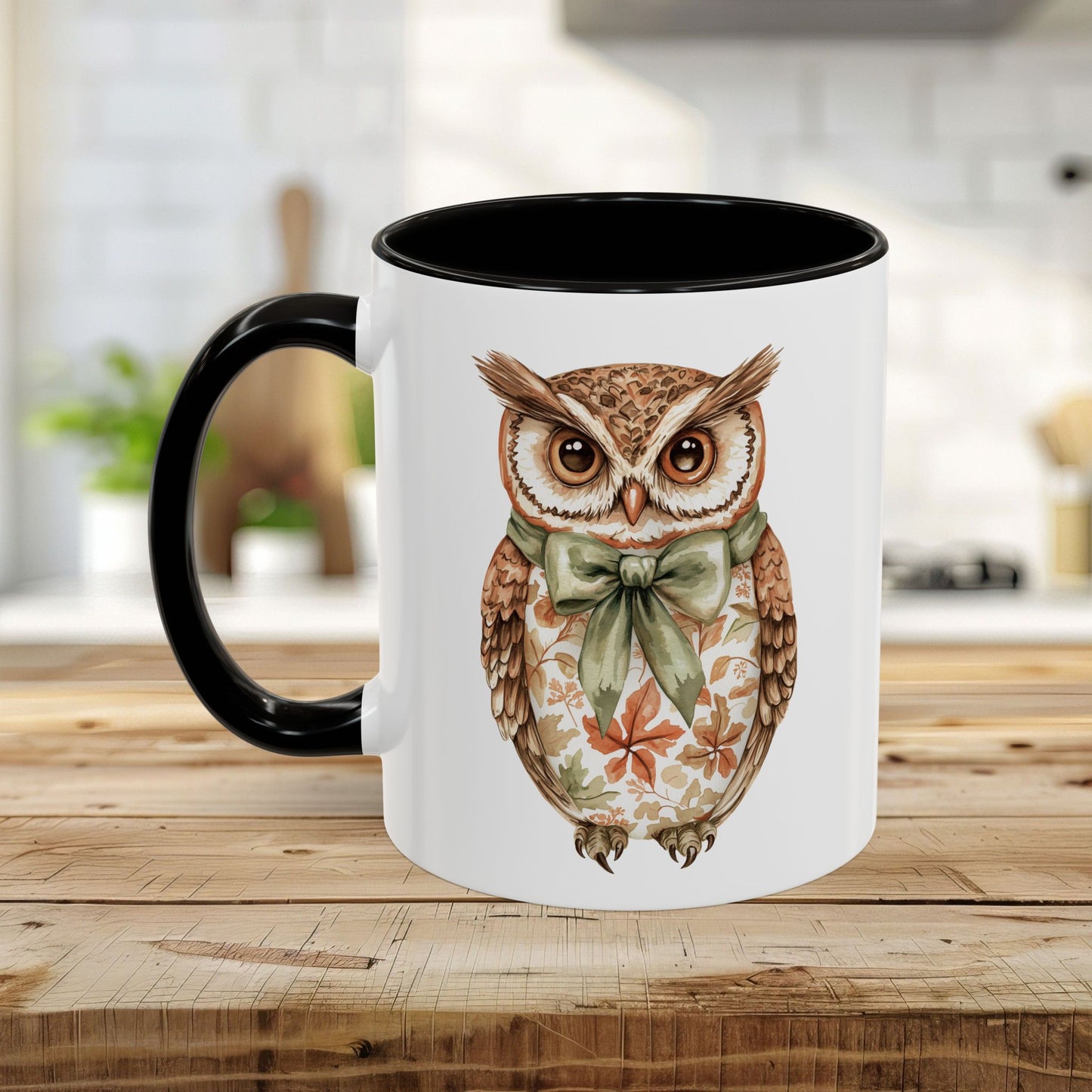 Autumn Floral Owl with Bow Mug (11/15oz)