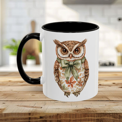 Autumn Floral Owl with Bow Mug (11/15oz)