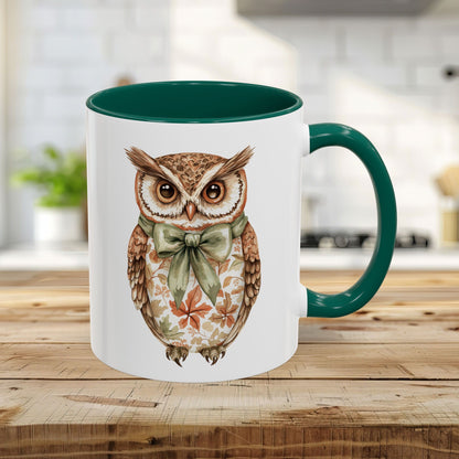 Autumn Floral Owl with Bow Mug (11/15oz)
