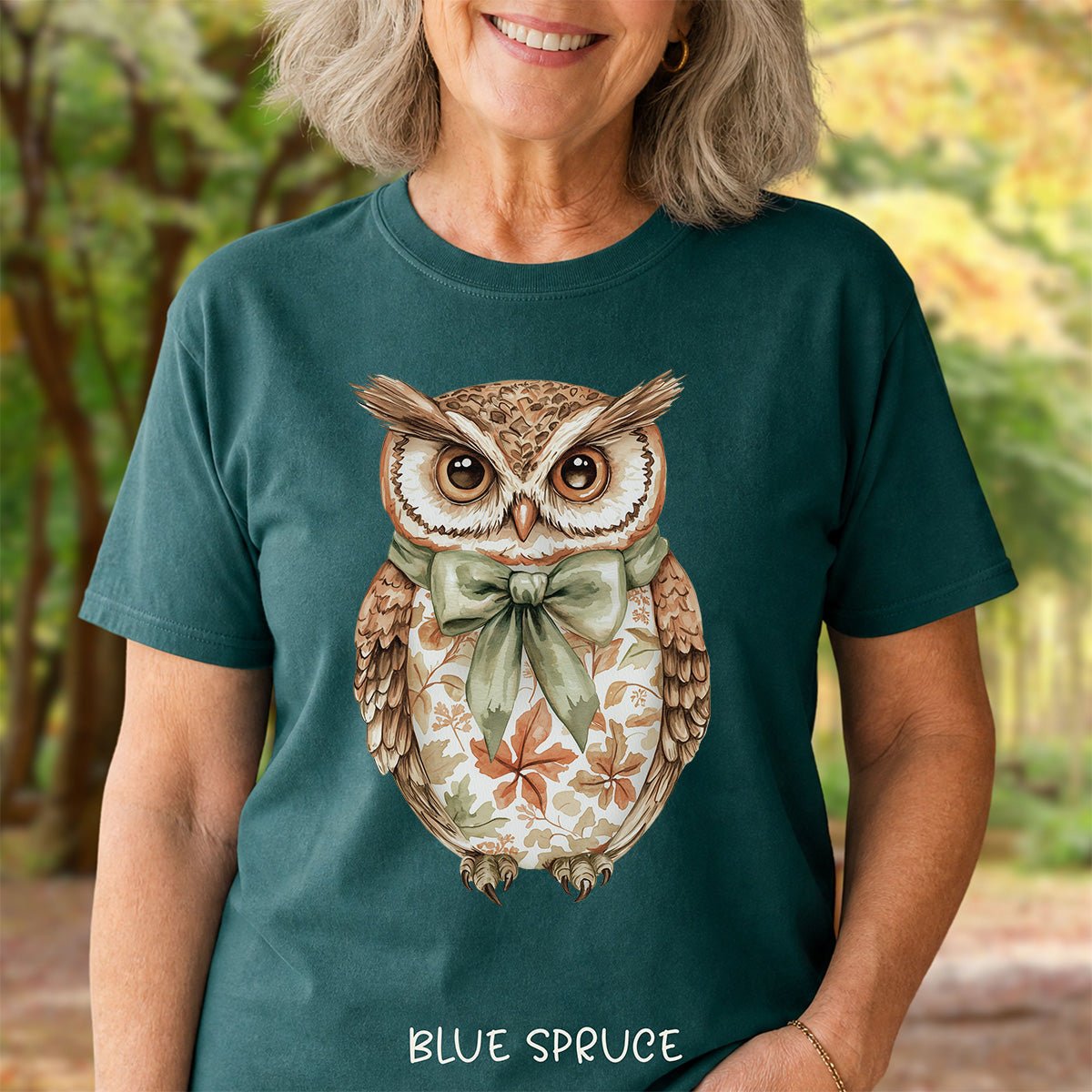 Autumn Floral Owl with Bow T-Shirt