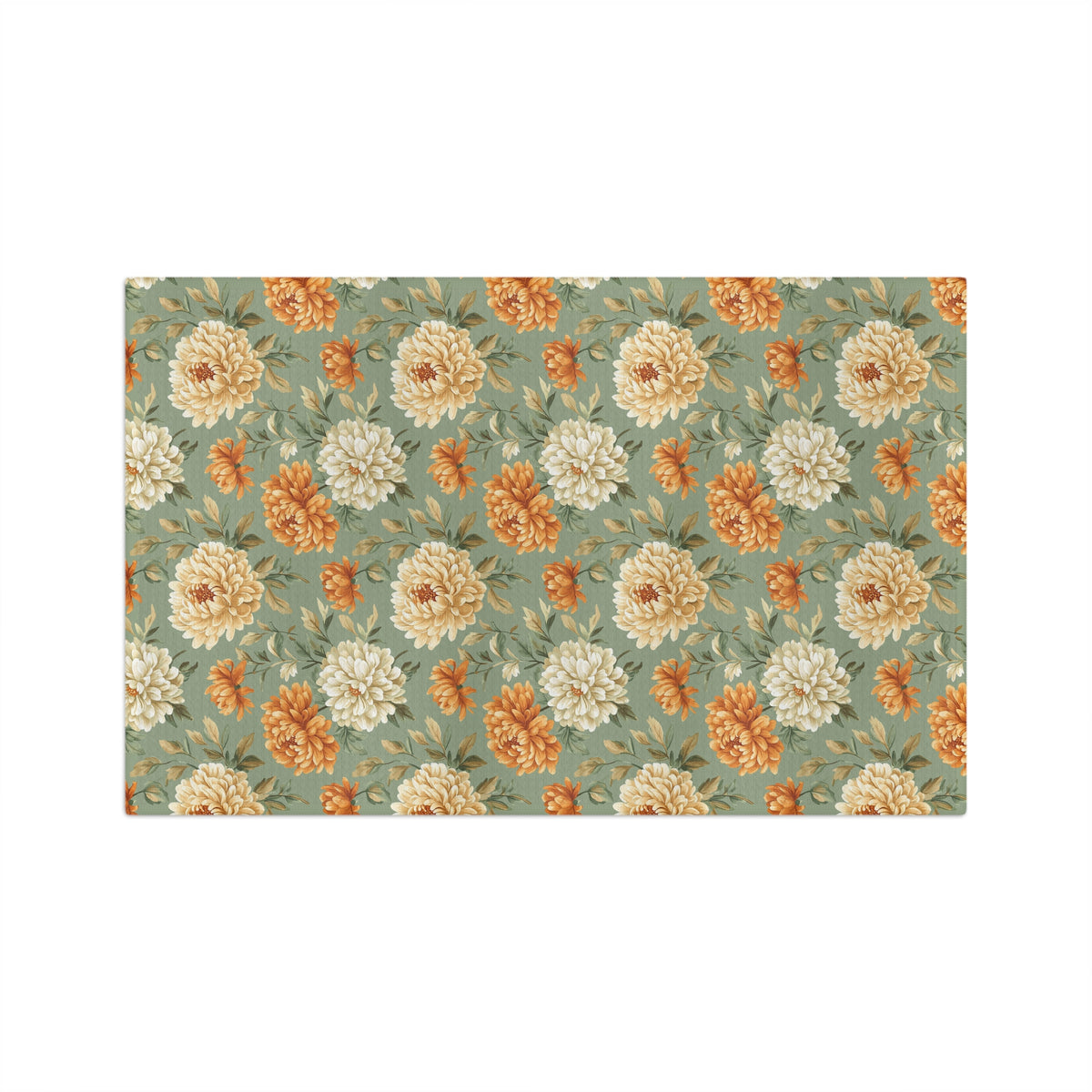 Autumn Floral Vintage Mums Tea Towel