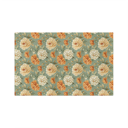 Autumn Floral Vintage Mums Tea Towel