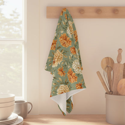 Autumn Floral Vintage Mums Tea Towel