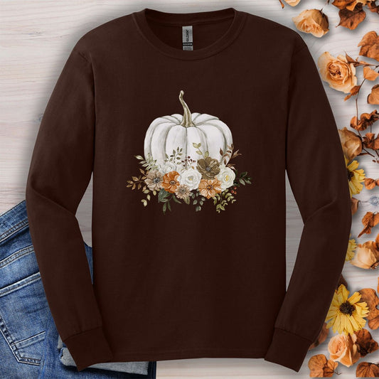 Autumn Floral White Pumpkin Floral Long Sleeve