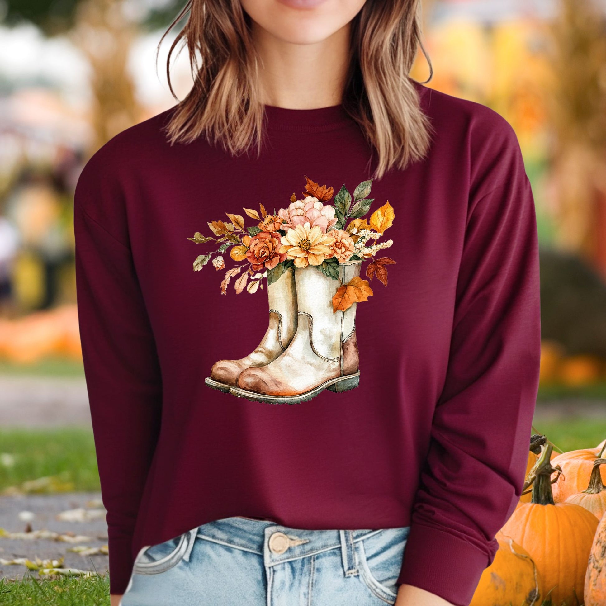 Autumn Gardening Boots Long Sleeve T-Shirt