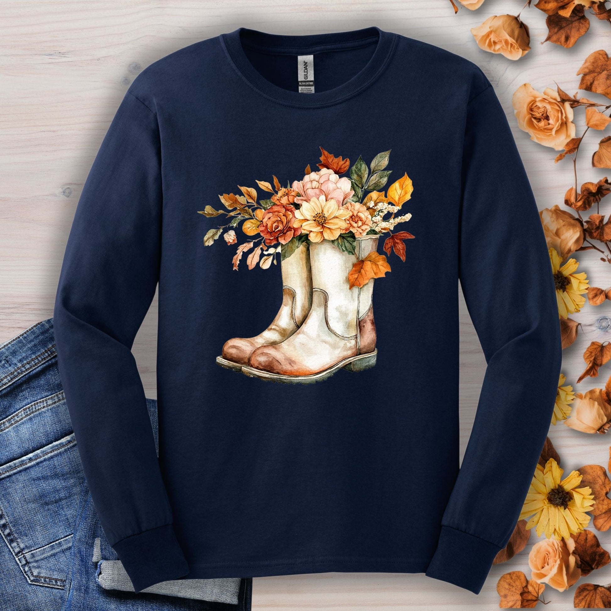 Autumn Gardening Boots Long Sleeve T-Shirt