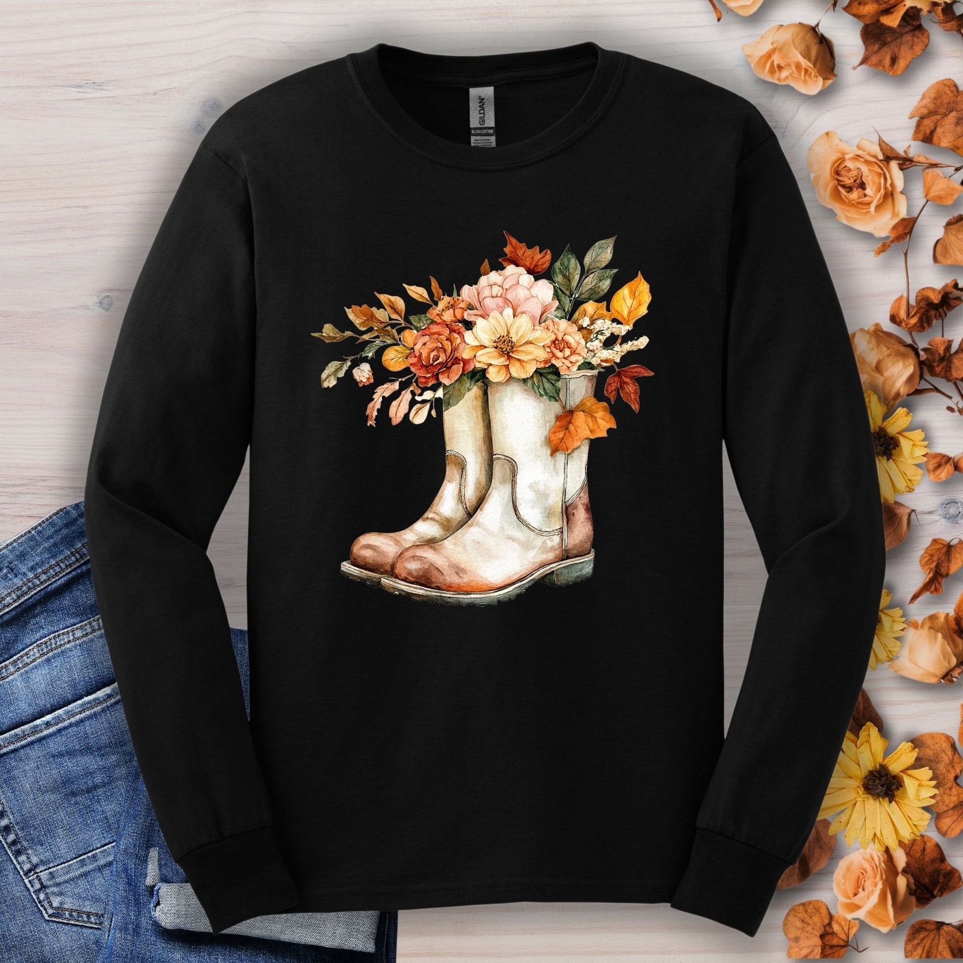 Autumn Gardening Boots Long Sleeve T-Shirt