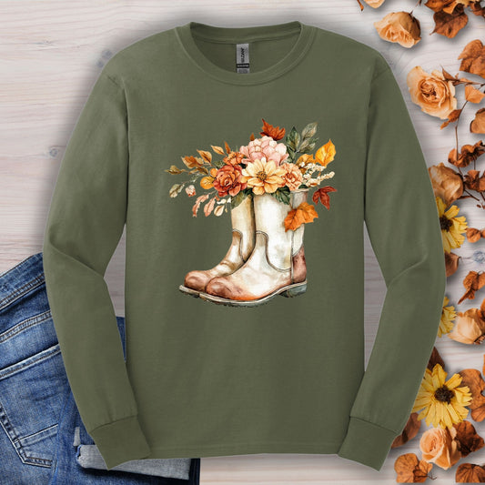 Autumn Gardening Boots Long Sleeve T-Shirt