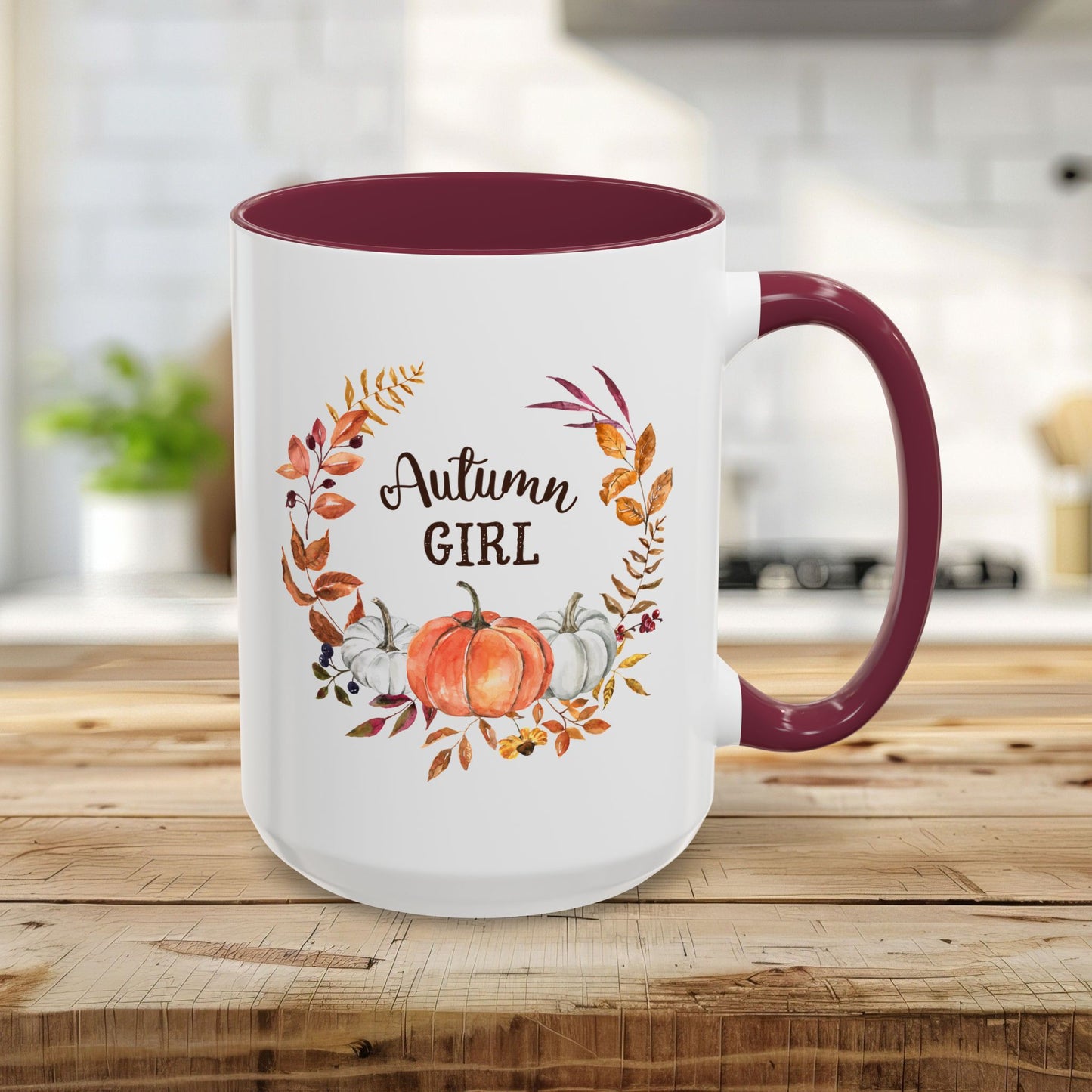 Autumn Girl Floral Pumpkin Mug (11/15oz)