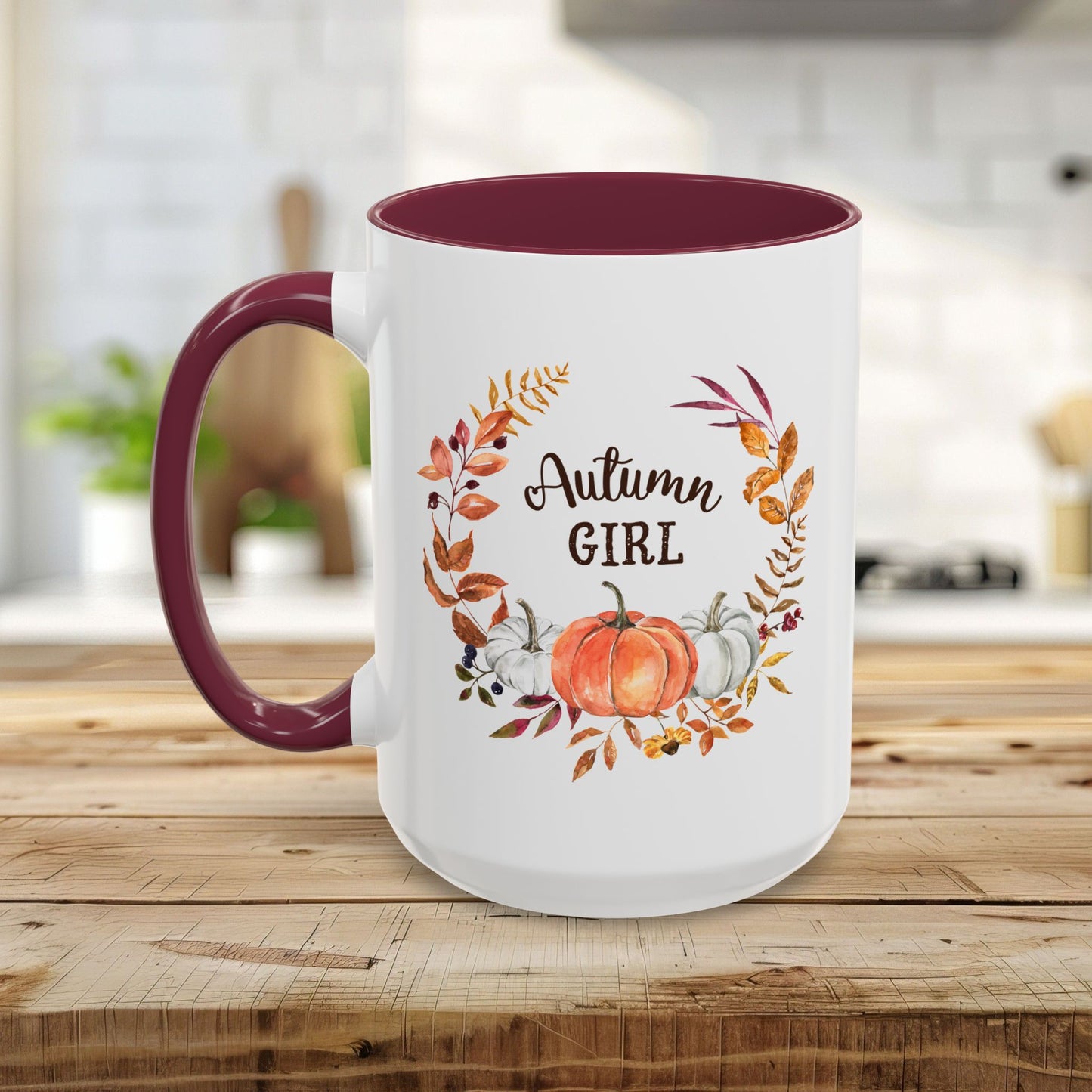 Autumn Girl Floral Pumpkin Mug (11/15oz)