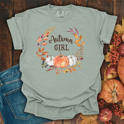 Autumn Girl Floral Pumpkin T-Shirt