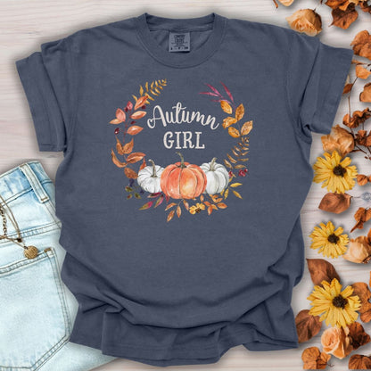 Autumn Girl Floral Pumpkin T-Shirt