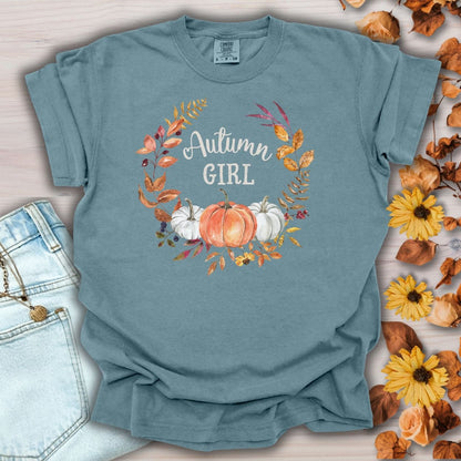 Autumn Girl Floral Pumpkin T-Shirt