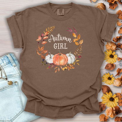 Autumn Girl Floral Pumpkin T-Shirt