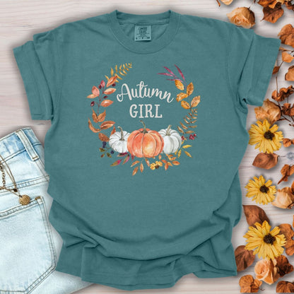 Autumn Girl Floral Pumpkin T-Shirt