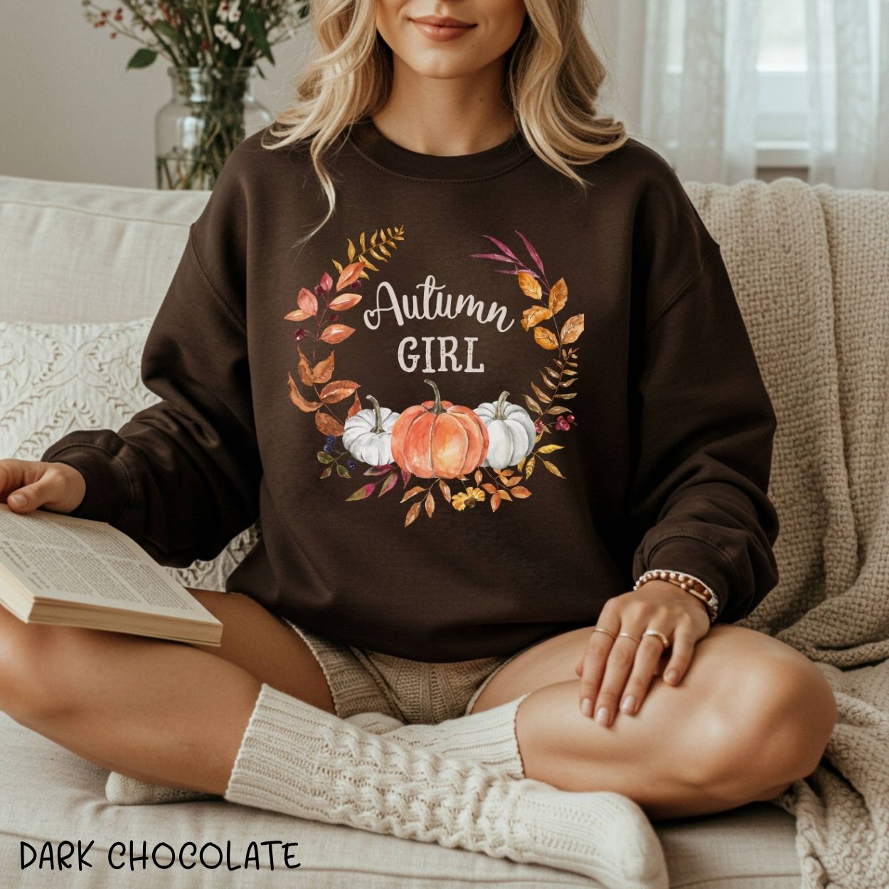 Autumn Girl Pumpkin Wreath Sweatshirt