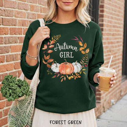 Autumn Girl Pumpkin Wreath Sweatshirt