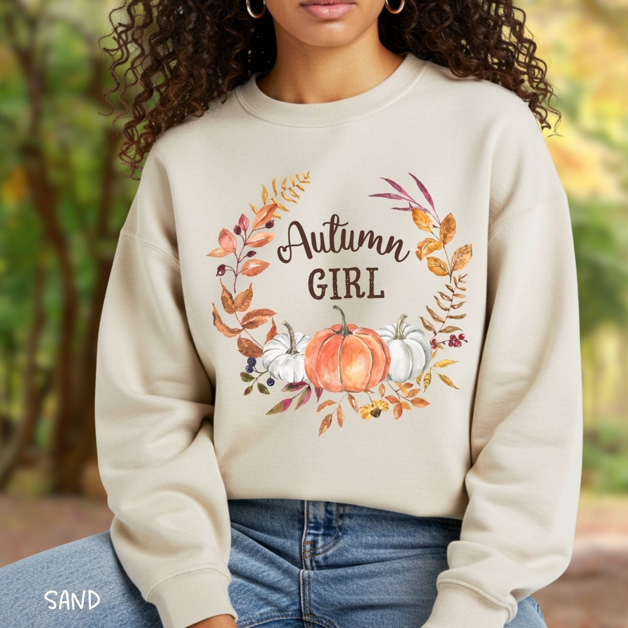 Autumn Girl Pumpkin Wreath Sweatshirt