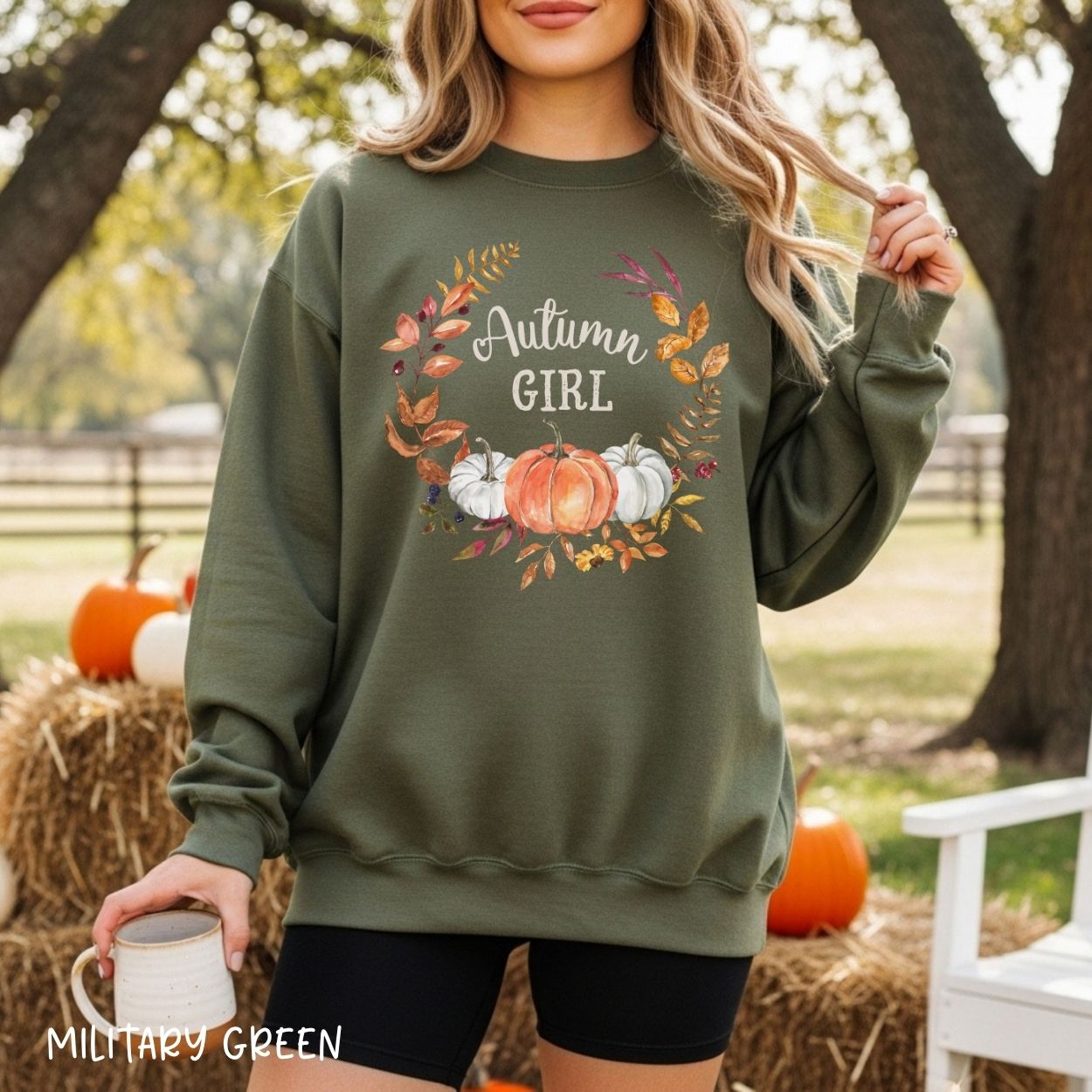 Autumn Girl Pumpkin Wreath Sweatshirt