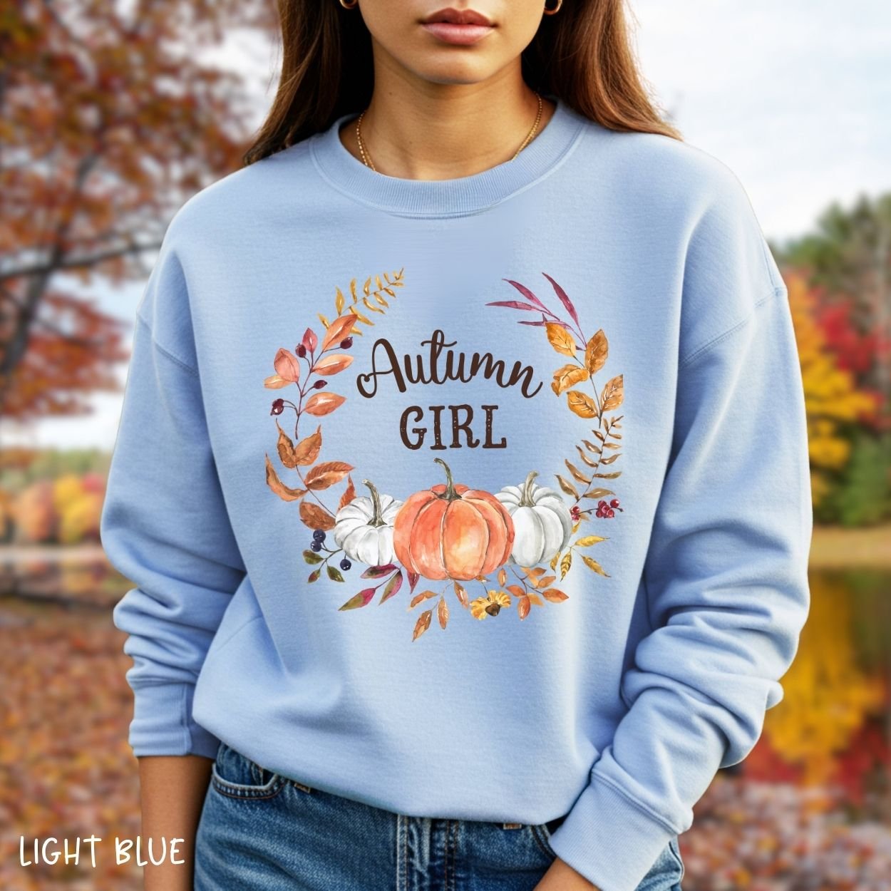 Autumn Girl Pumpkin Wreath Sweatshirt