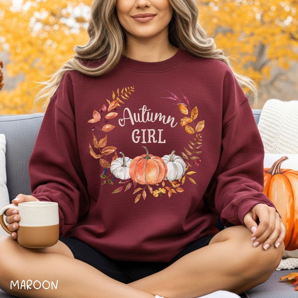 Autumn Girl Pumpkin Wreath Sweatshirt