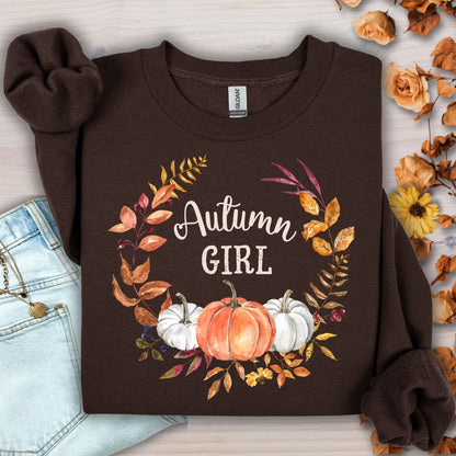 Autumn Girl Pumpkin Wreath Sweatshirt