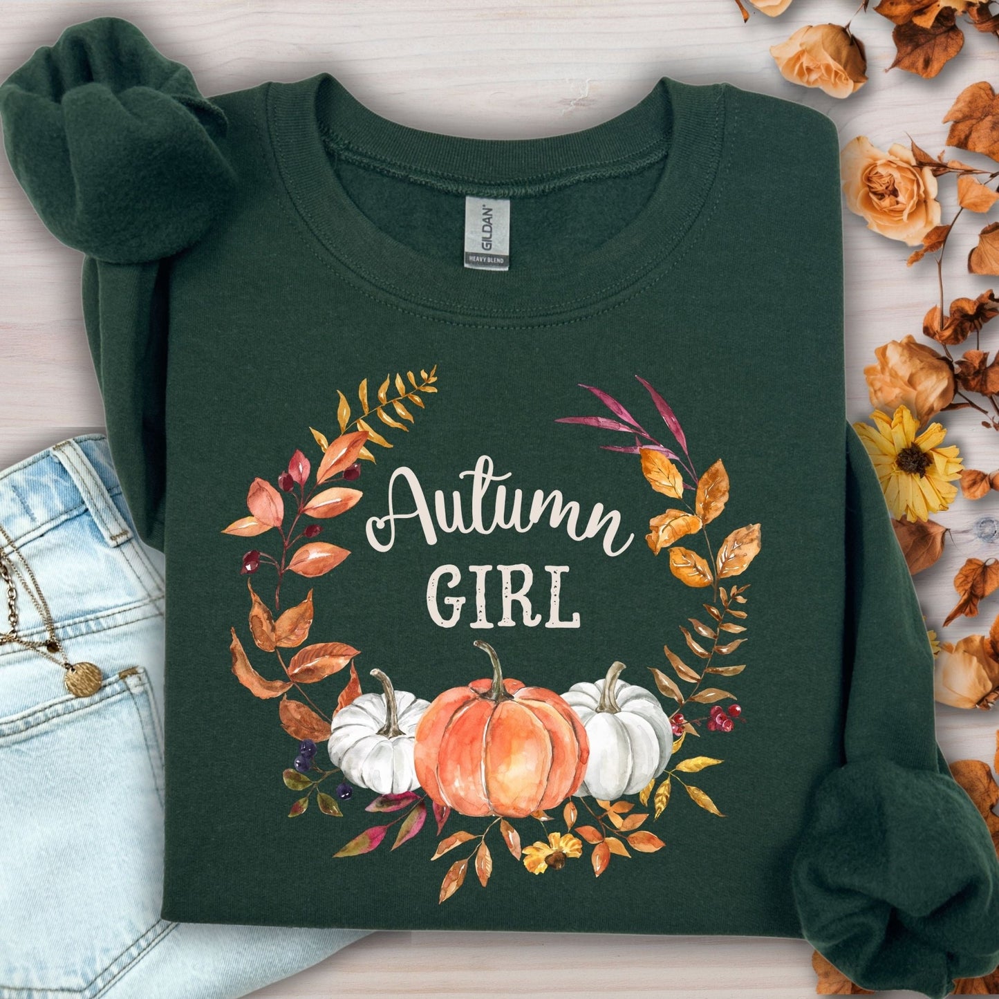 Autumn Girl Pumpkin Wreath Sweatshirt