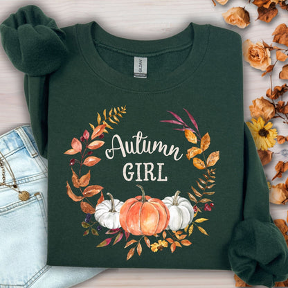 Autumn Girl Pumpkin Wreath Sweatshirt