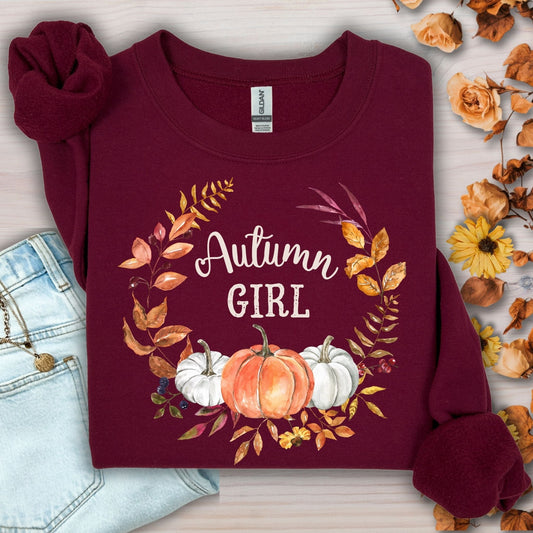 Autumn Girl Pumpkin Wreath Sweatshirt