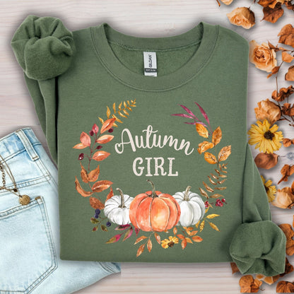 Autumn Girl Pumpkin Wreath Sweatshirt