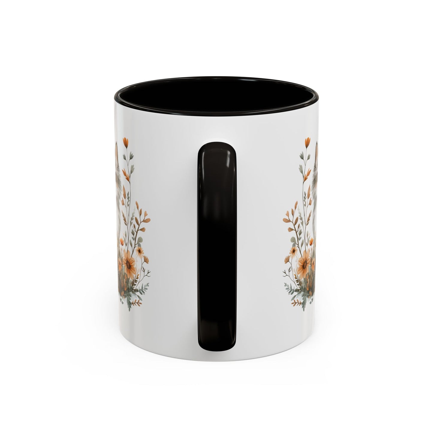 Autumn Grey Kitty with Wildflowers Mug (11/15oz)