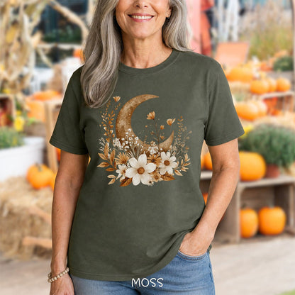 Autumn Harvest Floral Moon T-Shirt
