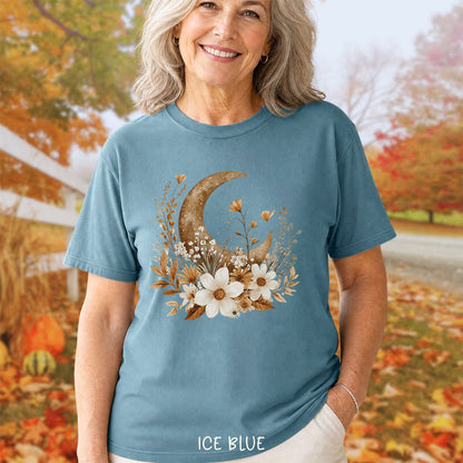 Autumn Harvest Floral Moon T-Shirt