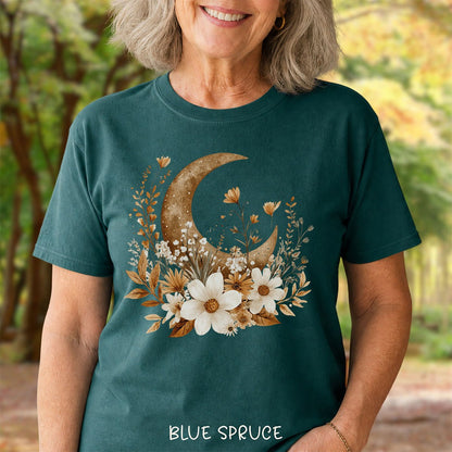 Autumn Harvest Floral Moon T-Shirt