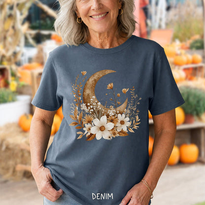Autumn Harvest Floral Moon T-Shirt