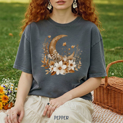 Autumn Harvest Floral Moon T-Shirt